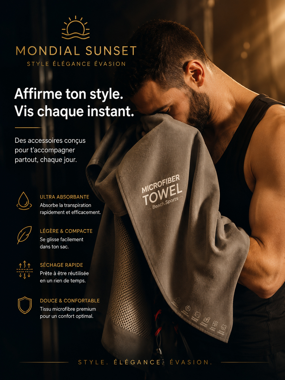 Serviette en microfibre à séchage rapide – Ultra absorbante, compacte et résistante au sable pour salle de sport, plage, voyage et natation, serviette de sport légère