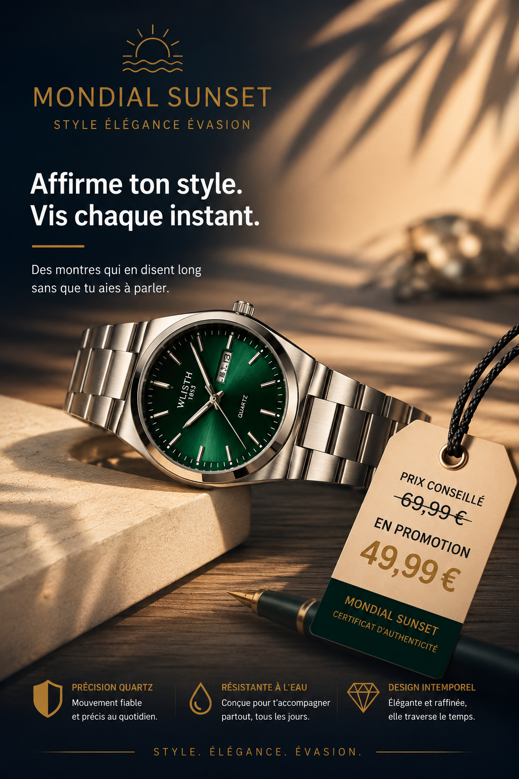 montre Rivera green été 2026 Waterproof