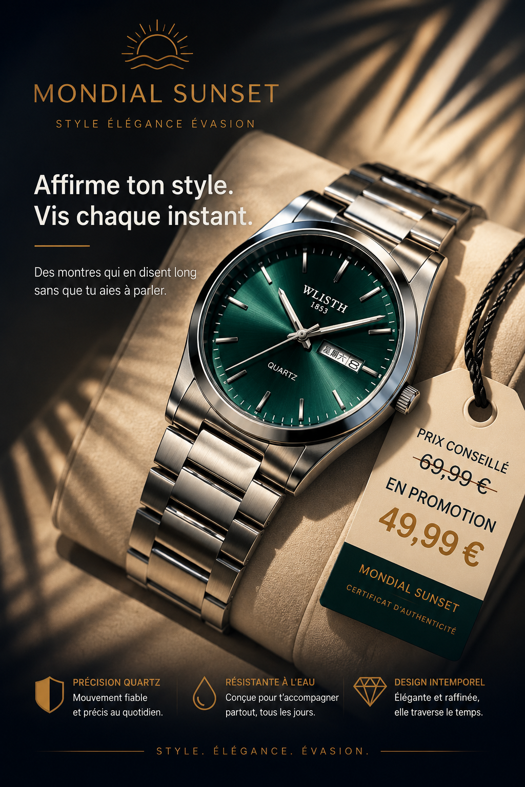 montre Rivera green été 2026 Waterproof