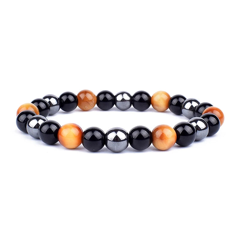 Bracelets en perles d'oeil de tigre en hématite d'obsidienne noire naturelle pour hommes et femmes, Protection magnétique de la santé
