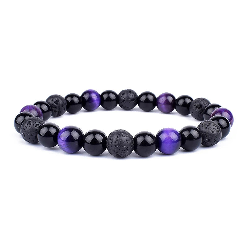 Bracelets en perles d'oeil de tigre en hématite d'obsidienne noire naturelle pour hommes et femmes, Protection magnétique de la santé