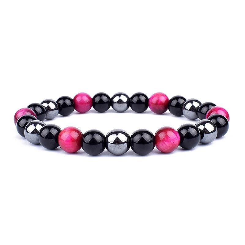 Bracelets en perles d'oeil de tigre en hématite d'obsidienne noire naturelle pour hommes et femmes, Protection magnétique de la santé