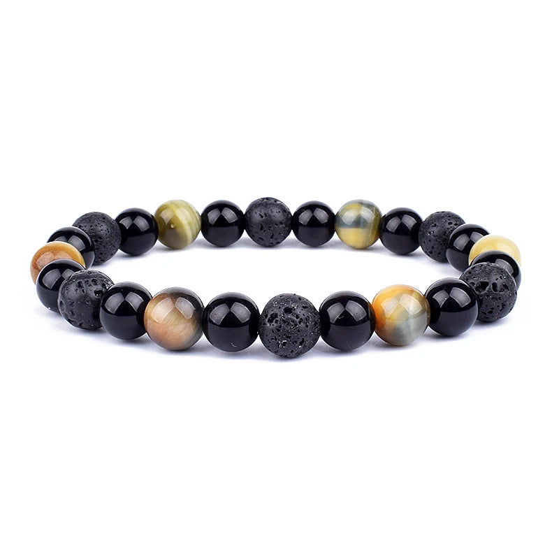 Bracelets en perles d'oeil de tigre en hématite d'obsidienne noire naturelle pour hommes et femmes, Protection magnétique de la santé