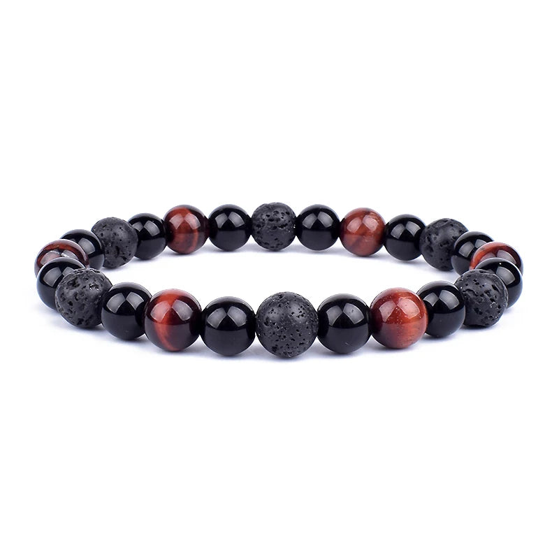 Bracelets en perles d'oeil de tigre en hématite d'obsidienne noire naturelle pour hommes et femmes, Protection magnétique de la santé