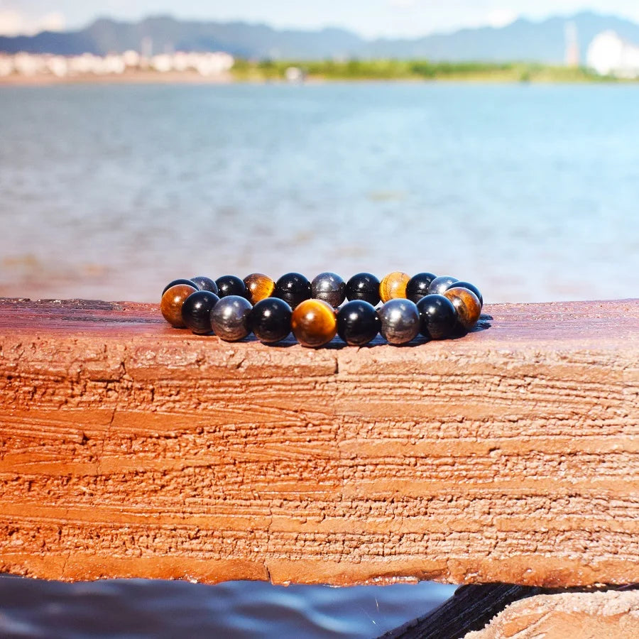 Bracelets en perles d'oeil de tigre en hématite d'obsidienne noire naturelle pour hommes et femmes, Protection magnétique de la santé
