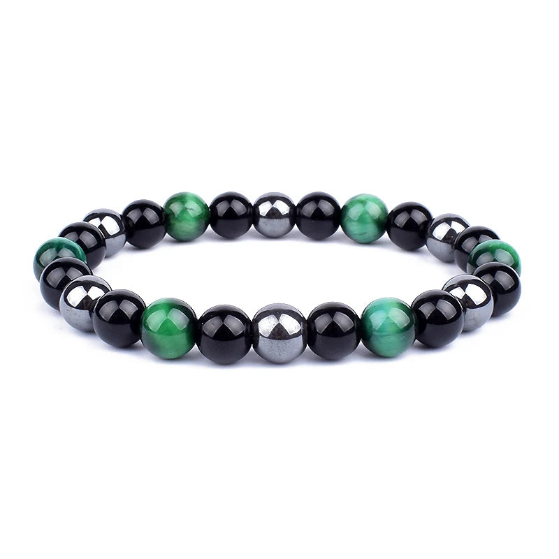 Bracelets en perles d'oeil de tigre en hématite d'obsidienne noire naturelle pour hommes et femmes, Protection magnétique de la santé