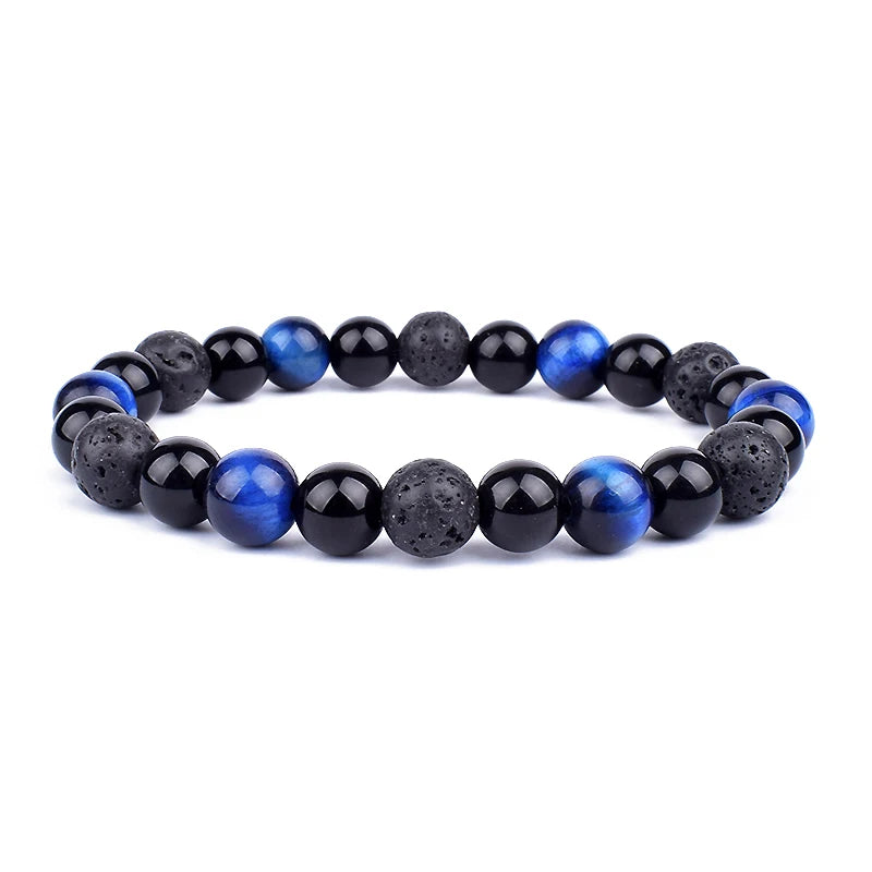 Bracelets en perles d'oeil de tigre en hématite d'obsidienne noire naturelle pour hommes et femmes, Protection magnétique de la santé