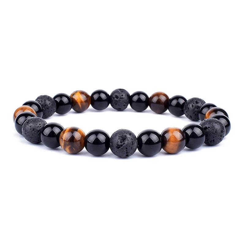 Bracelets en perles d'oeil de tigre en hématite d'obsidienne noire naturelle pour hommes et femmes, Protection magnétique de la santé