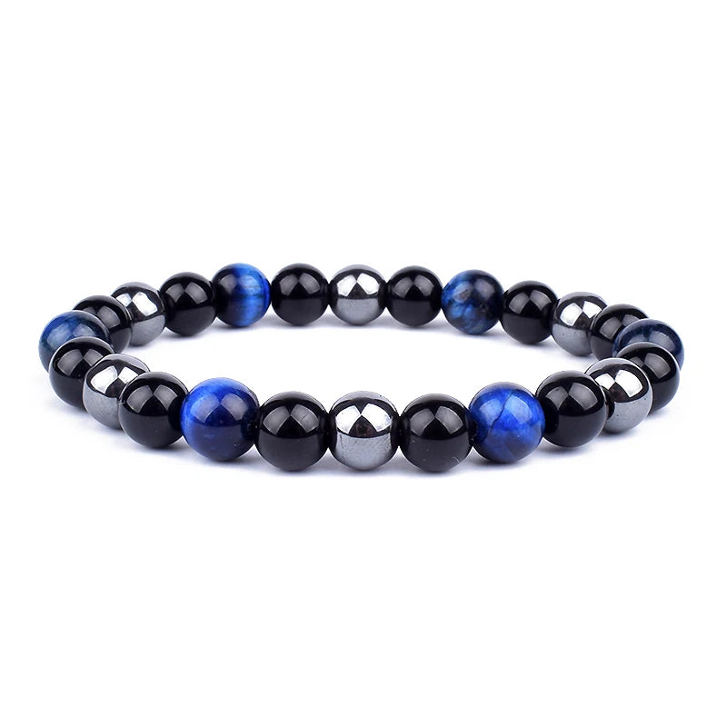 Bracelets en perles d'oeil de tigre en hématite d'obsidienne noire naturelle pour hommes et femmes, Protection magnétique de la santé