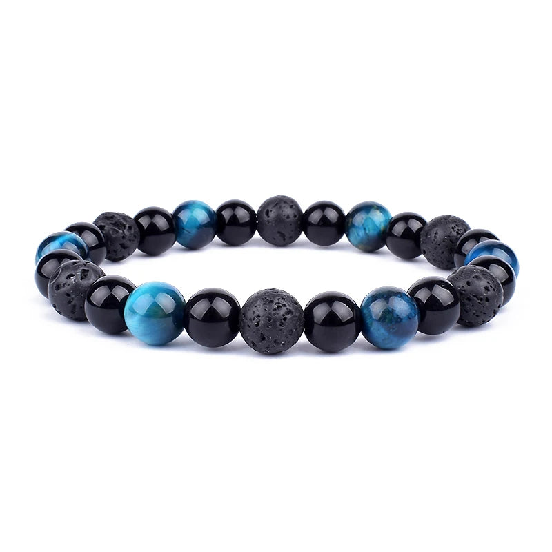 Bracelets en perles d'oeil de tigre en hématite d'obsidienne noire naturelle pour hommes et femmes, Protection magnétique de la santé