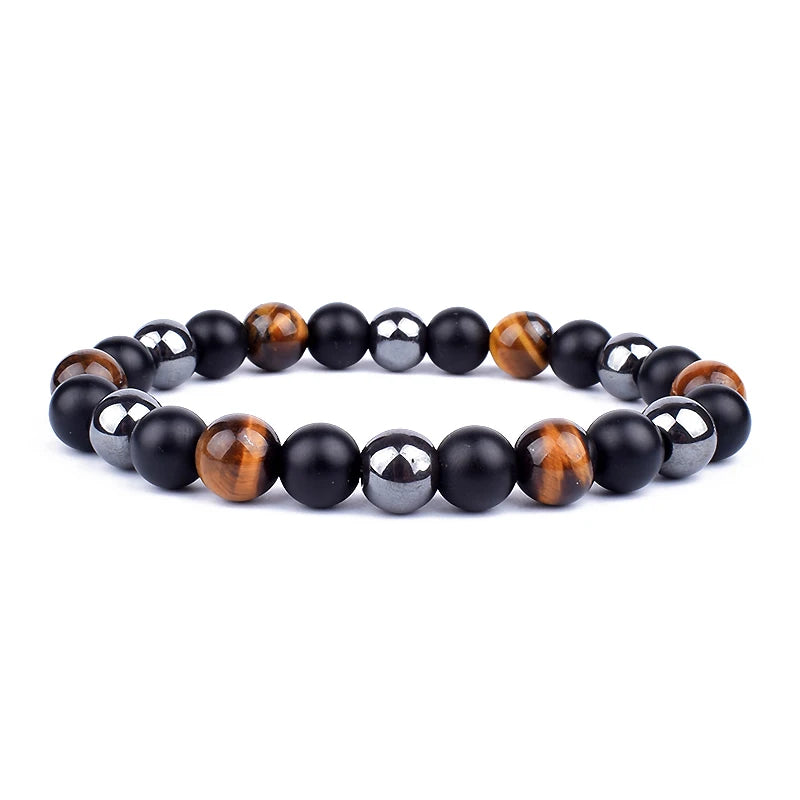 Bracelets en perles d'oeil de tigre en hématite d'obsidienne noire naturelle pour hommes et femmes, Protection magnétique de la santé