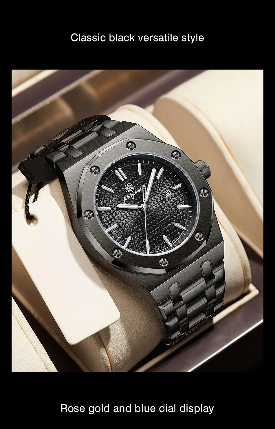 Montres-bracelets pour hommes PAAZOMU, quartz, marque de luxe, affaires, lumineuses, étanches, calendrier, acier inoxydable, nouvelle collection 2026