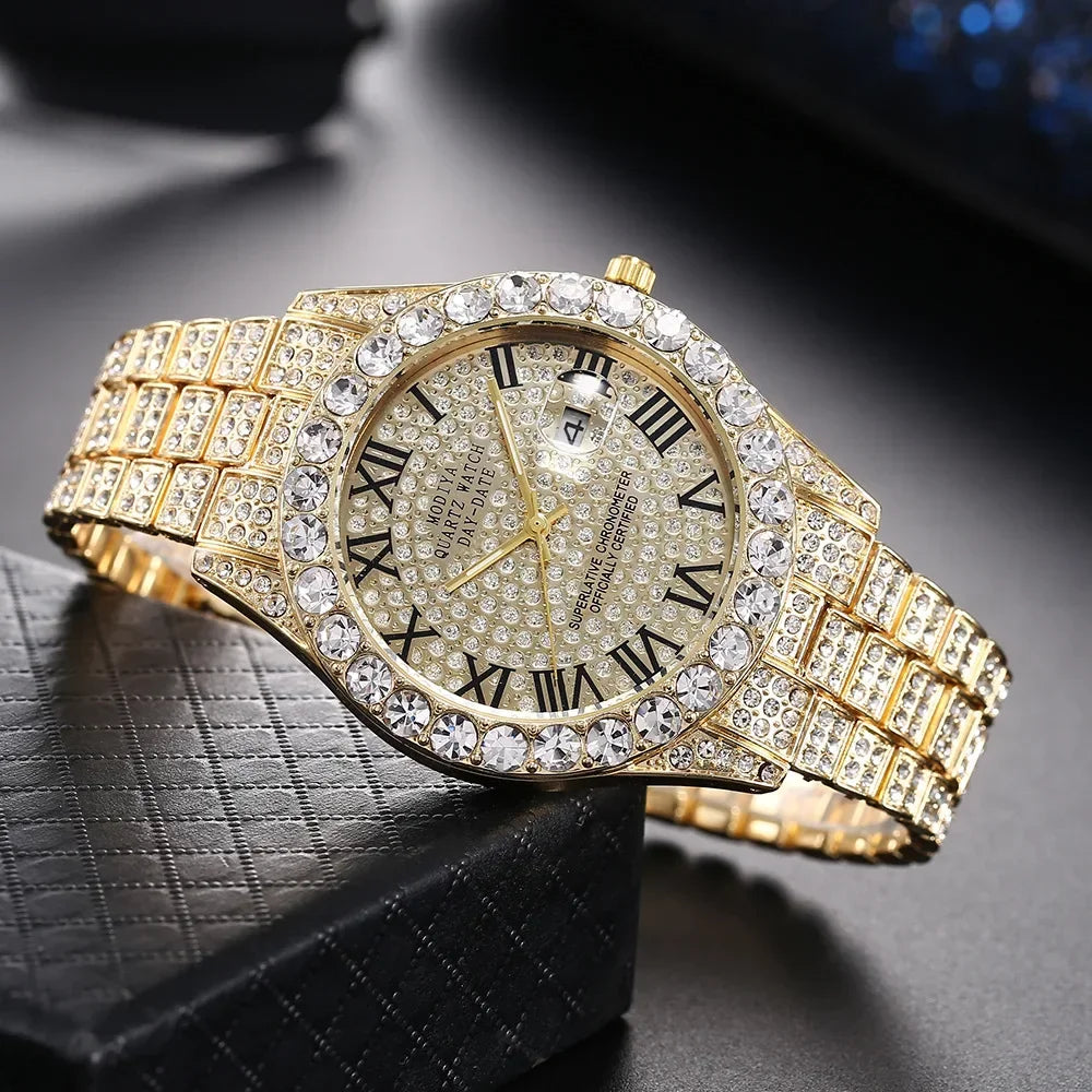 Mécanisme quartz précis,acier inoxydable, élégance & diamant