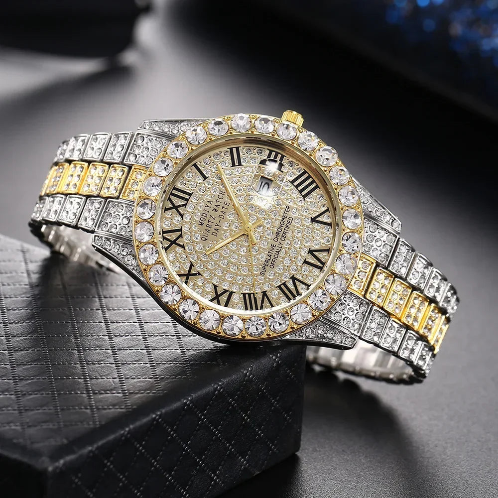 Mécanisme quartz précis,acier inoxydable, élégance & diamant