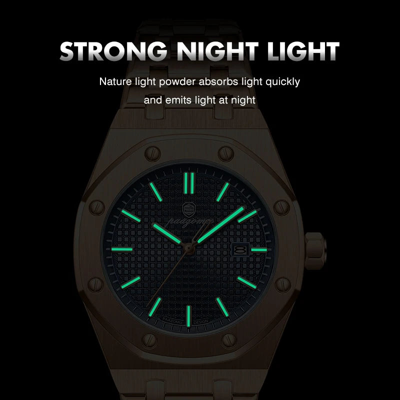Montres-bracelets pour hommes PAAZOMU, quartz, marque de luxe, affaires, lumineuses, étanches, calendrier, acier inoxydable, nouvelle collection 2026