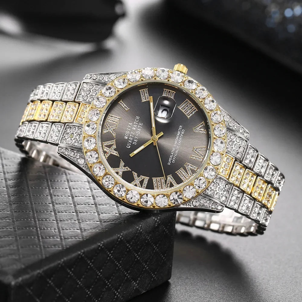 Mécanisme quartz précis,acier inoxydable, élégance & diamant