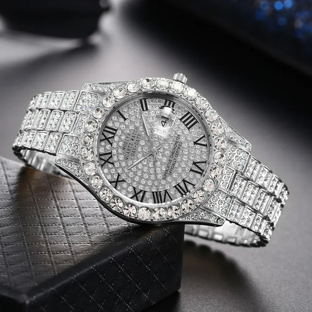 Mécanisme quartz précis,acier inoxydable, élégance & diamant